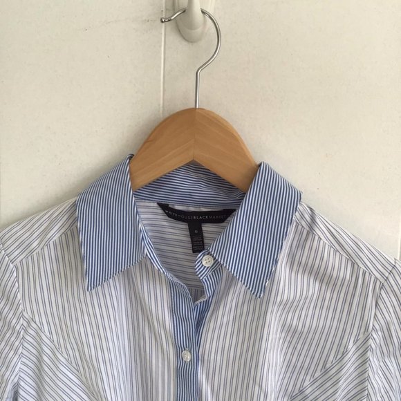 White House Black Market Striped Bell Sleeve Top - Picture 3 of 8